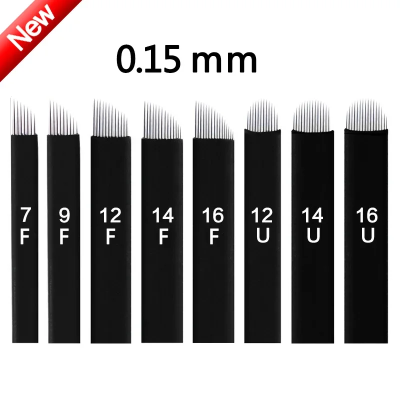 

0.15mm 50Pcs Laminas Nano Tebori Microblading Black 12/14/16/18 Flex U Shape Tattoo Needles Blade Permanent Makeup Eyebrow Pen