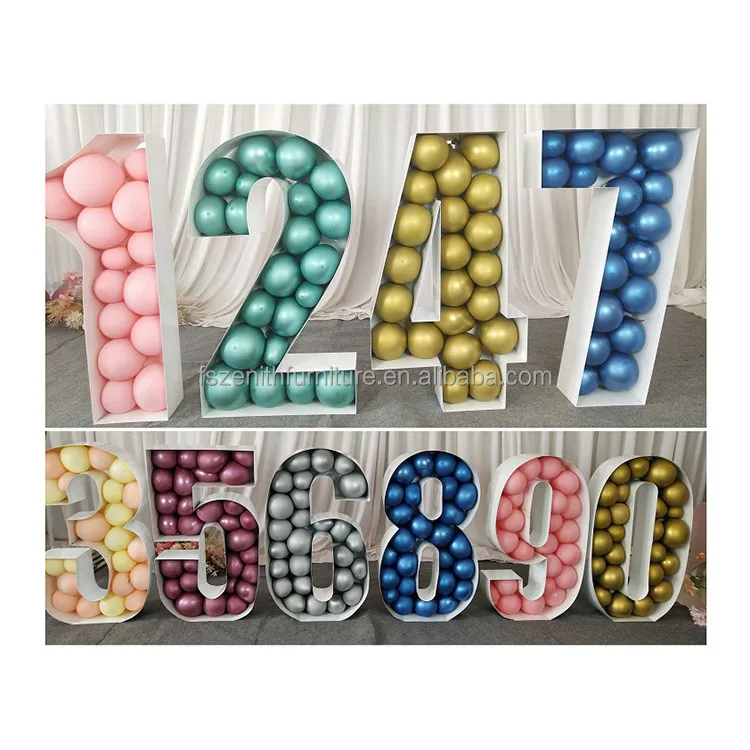 

New Custom Wedding Supplies Party Decoration Standing Mosaic Number Metal Frame Number Letter of Balloons