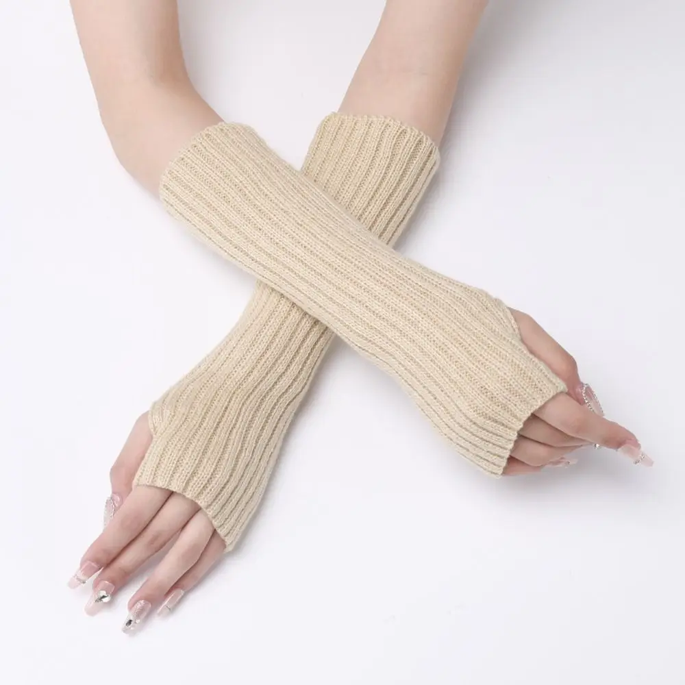 New Women Arm Warmers Japanese White Black Goth Knitted Fingerless Gloves Ankle Wrist Sleeves Harajuku Girls Anime Gloves