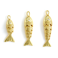 1 Piece Brass Ocean Jewelry Charms 18K Real Gold Plated Fish Animal Movable Clear Cubic Zirconia Pendant For DIY Necklace Making
