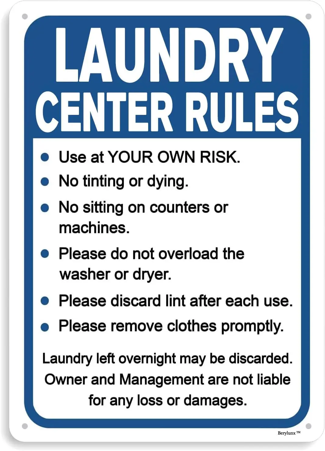 Laundry Rules Signs,Laundry Decor Sign,Laundry Center Wall Sign, Rules,  Sign-aluminum sign