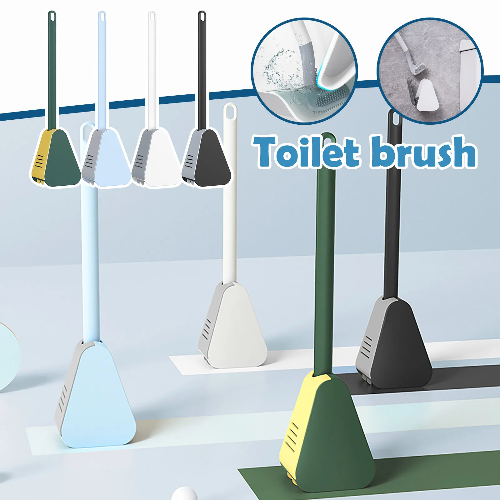 Golf Silicone Toilet Brush No Dead-end Wall-mounted Long-handled Cleaning Brush