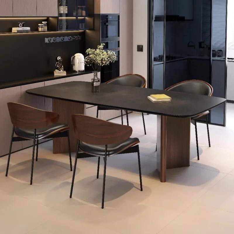 

Minimalist Center Small Apartment Dining Table Rectangular Household Living Room Modern Simple Stone Slab Armoires Furniture