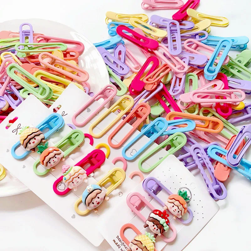 10pcs 6cm Girls Hairpins Ellipse Candy Color Hairclip Setting Base For DIY Kids Hair Clip Jewelry Making Hair Accessories