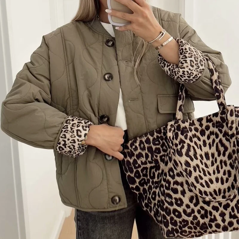 

BWQ Bombers Jackets Women's Parkas Coat Armygreen Outwear Casual Loose Long Sleeve Coat Solid With Button inszart Warm Jackets