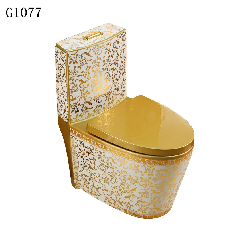 

Унитаз-моноблок SDAYI из керамики с золотым гальваническим покрытием, с функцией смыва, дизайнерский