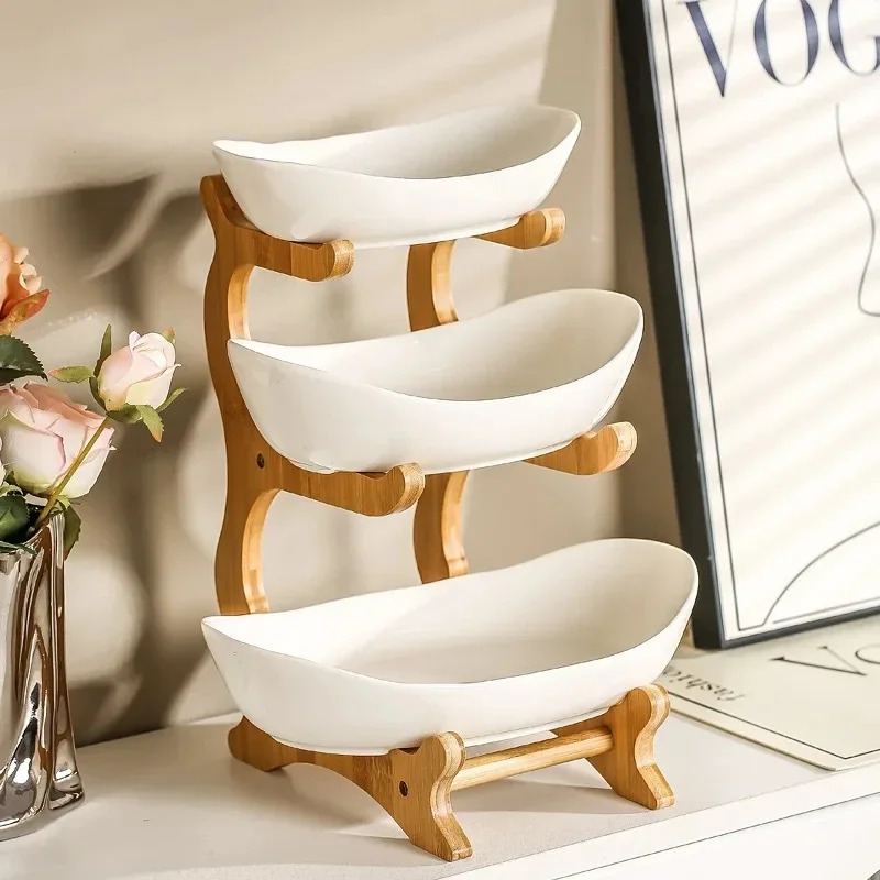 2/3 طبقة أطباق فاكهه غرفة المعيشة المنزلي البلاستيك طبق للوجبات الخفيفة الإبداعية الحديثة سلة فواكه مجففة طبق الحلوى كعكة حامل طبق للسلطة