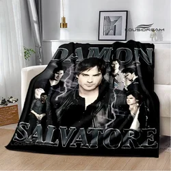 Manta estampada The Vampire Diaries Damon salvatore, mantas de franela cálidas, manta suave y cómoda, ropa de cama, regalo de cumpleaños