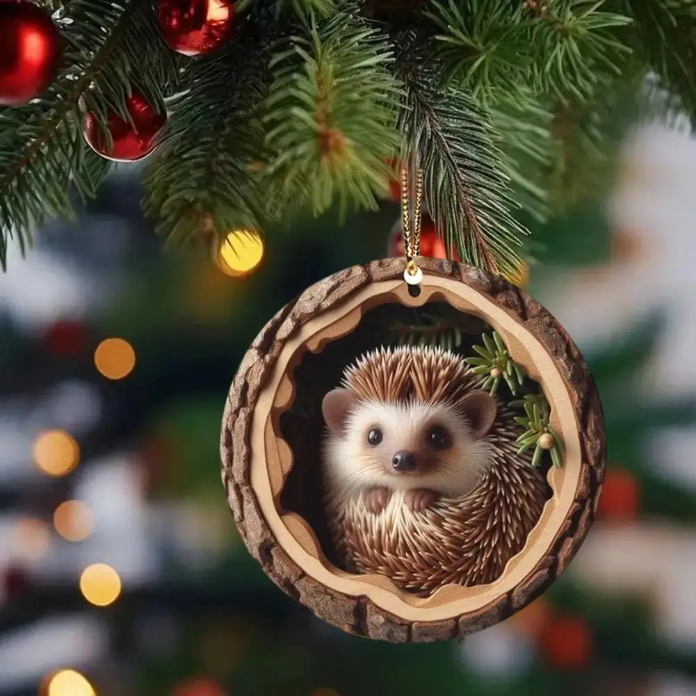 

Unique Round Christmas Ornaments Rustic Acrylic Christmas Ornament for Holiday Tree Decor Wildlife Seasonal Keepsake Gifts