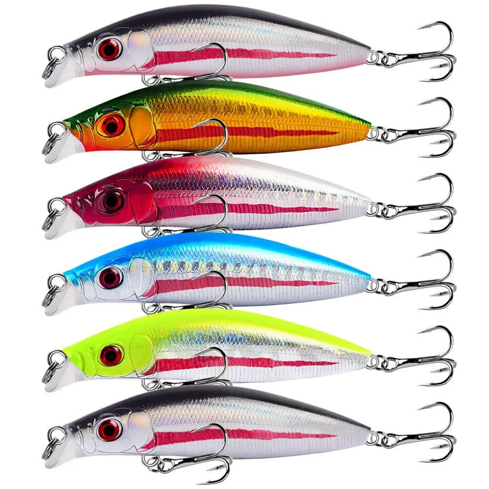 2024 75mm 8g Sinking Fishing Lure 3D Eyes VIB Fishing Bait Minnow Wobbler Bass Artificial Bait Fishing Tackle