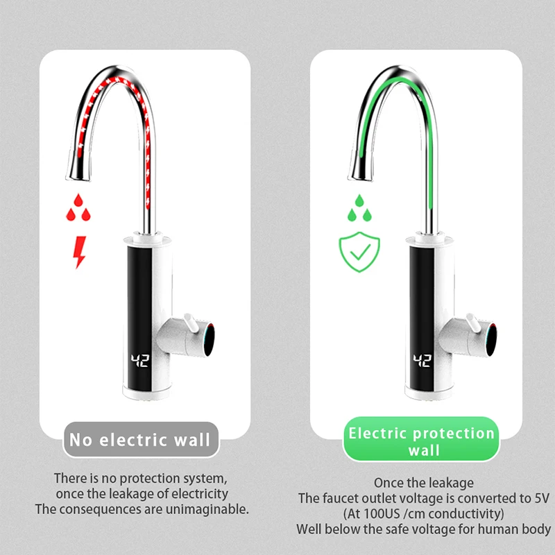 Fudeer Elektrische Boiler 220V 3000W Keuken Kraan Instant Hot Water Kraan Kachel Tankless Warmwaterkraan Digitale display