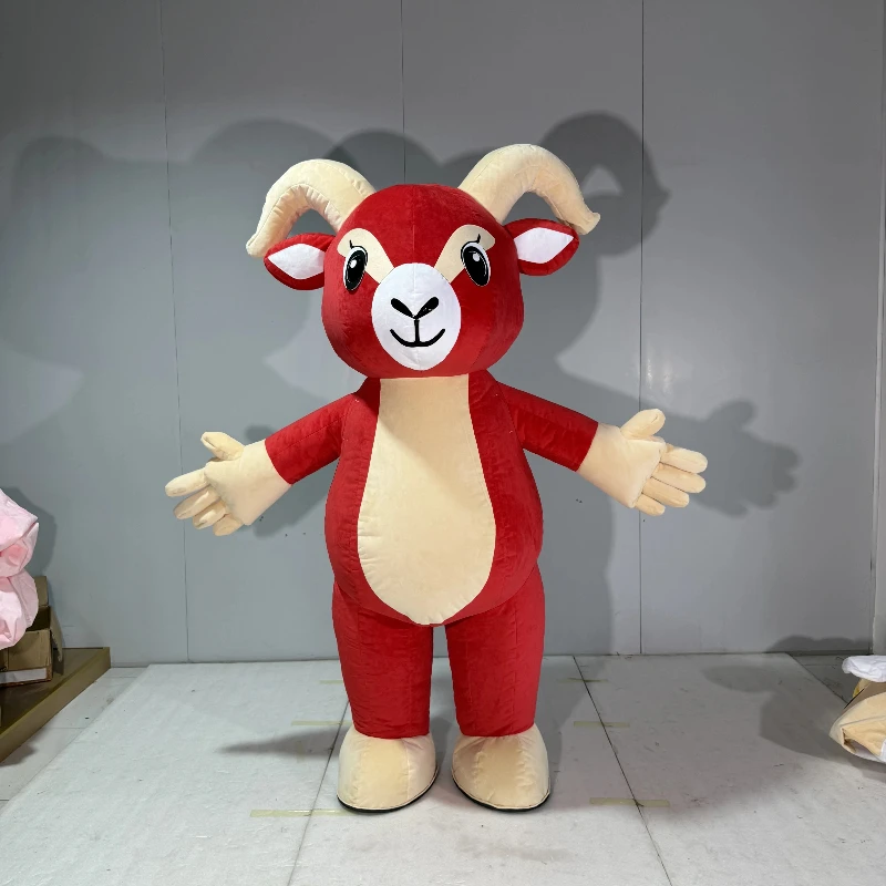 Inflatable Red Goat Mascot Costume Adult Cartoon Character Outfit Attractive Suit Birthday EventsWithout Battery and Charger