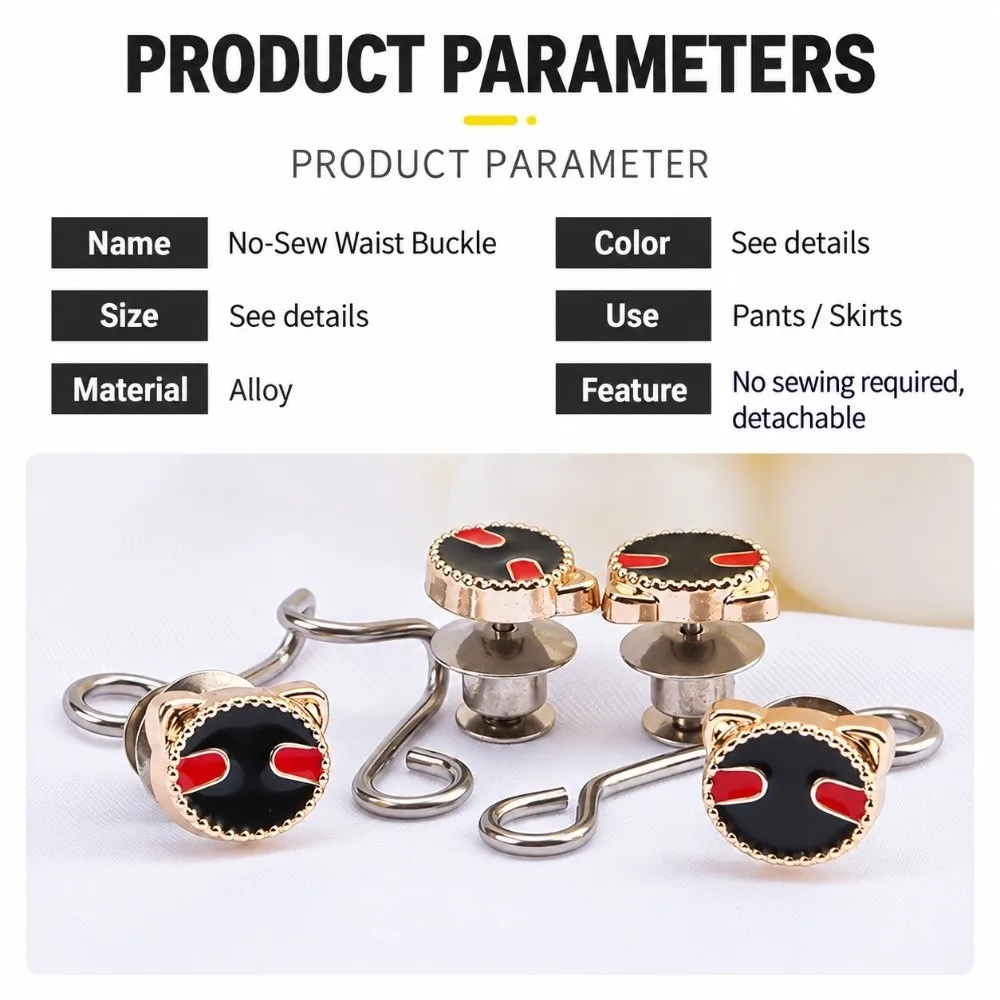 1 Pair No Sewing Required Waist Tightener Alloy Detachable Waist Buckle Fastener Reusable Detachable Waist Belt