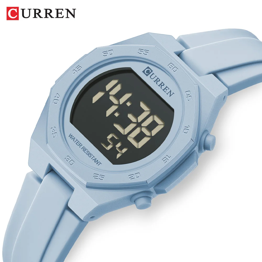 CURREN Hot Women LED Digital Watch Multifunctional Sports Wristwatch for Ladies Stopwatch Alarm with Silicone Strap Girl Relojes