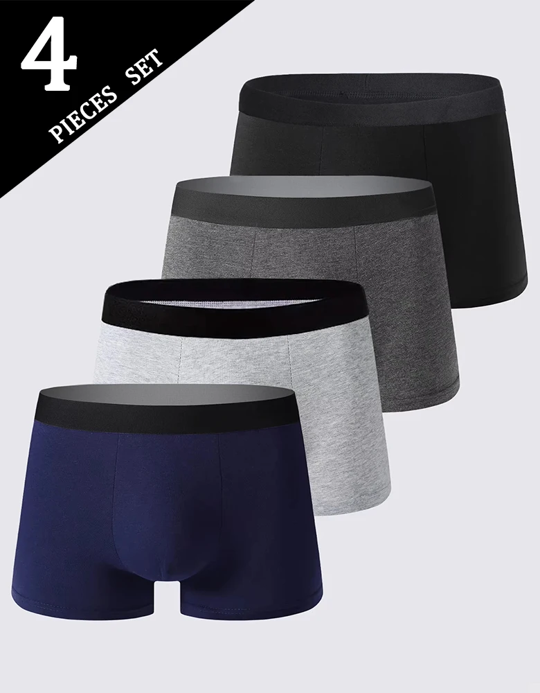 

4pcs Boxer Men's Underwear, Soft Sports Breathable Four-season Men's Underwear, Trendy Fashion Pop Print Boxer Underwear