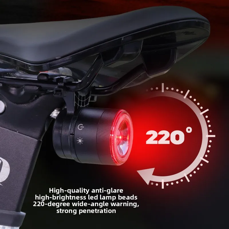 Bicycle Brake Sensor Taillight Rechargeable Long Lasting Night Riding Warning Light Cycling Accessory for Road & Mountain Bike