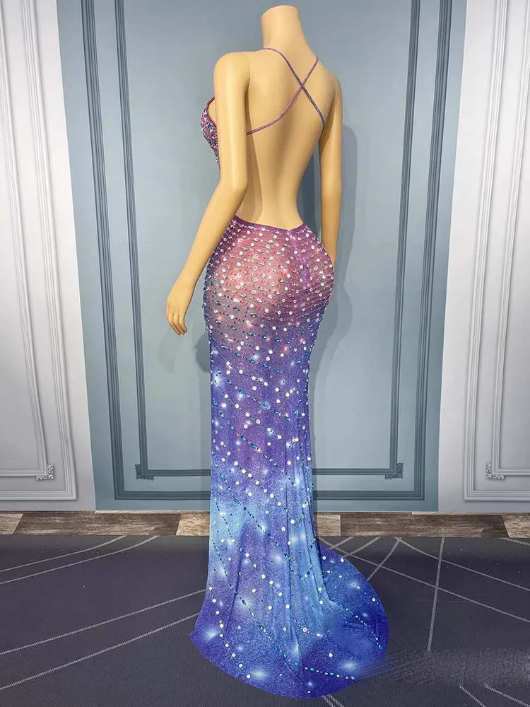 Hochwertiges, heißprägenes, sexy Straps-V-Ausschnitt, rückenfreies Kleid, 2025, neue Mode, individuelle Damenbekleidung