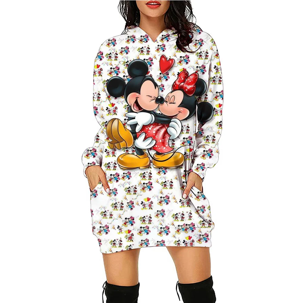 Sweater Dress Elegant Dresses for Women Long Sleeves Luxury Party Hoodie Disney Kawaii Mickey Women's 2024 Mini Minnie Mouse Y2k