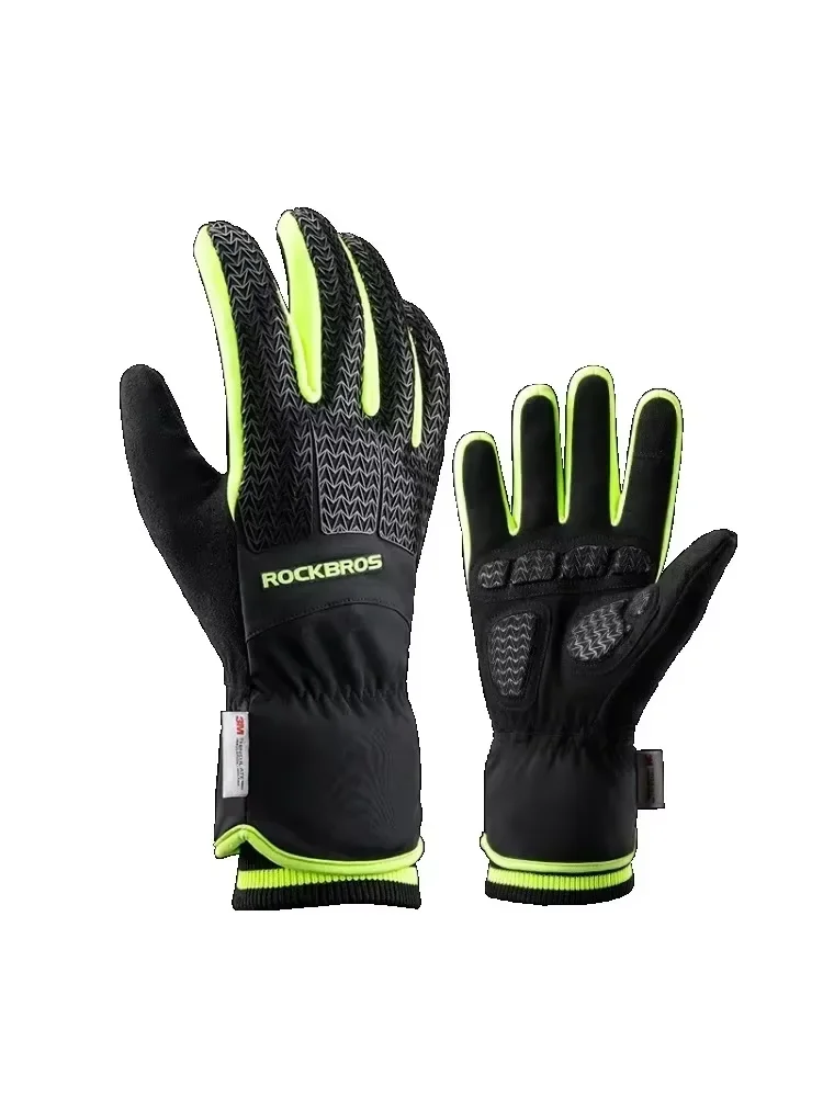 

ROCKBROS Gloves Touch Screen Ski Winter Warm Cycling Bike Gloves SBR Palm Padding 3M Thinsulate Cotton Windproof Gloves