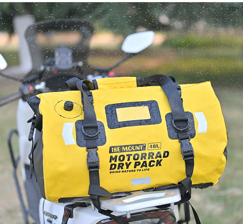 

48/66L Motorcycle Backpack PVC Waterproof Reflective Strip & Vent Valve Multifunctional Riding Bag for Outdoor Adventures