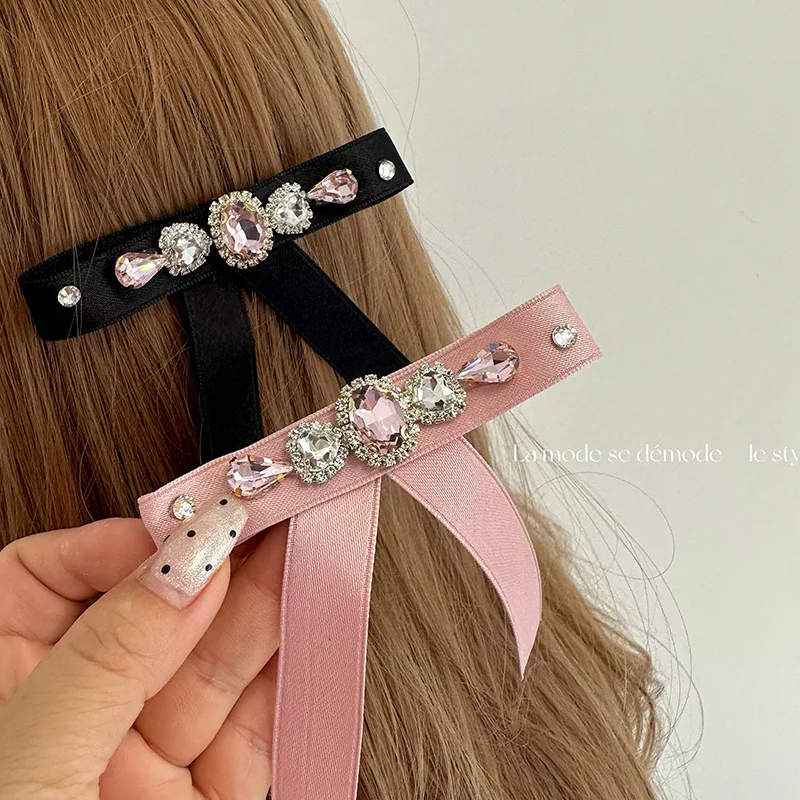 Rhinestone Super Flash Bow Barrettes Female Side Clip Hairpin Temperamental Bangs Clip Headdress Girls\' Hair Accessories