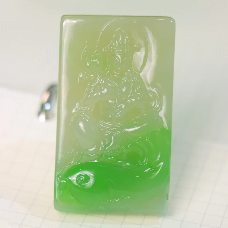 

Cuiqing Material Guanyin Pudu All Beings Pendant Jade Square Pendant