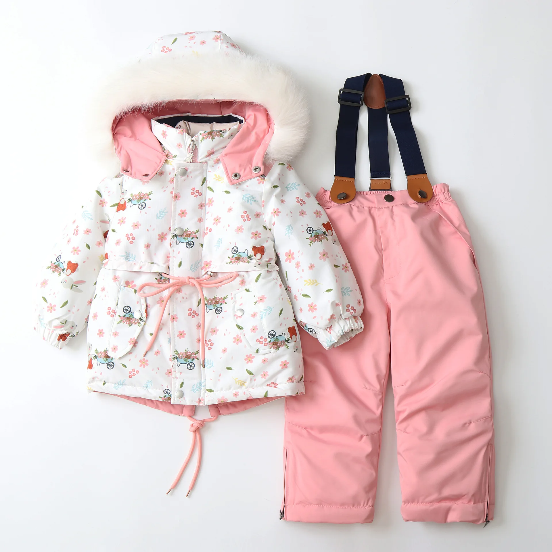 2025-winter-children's-snowboard-set-waterproof-warm-floral-printed-hooded-jacket-jumpsuit-suit-ski-suit-boys-girls