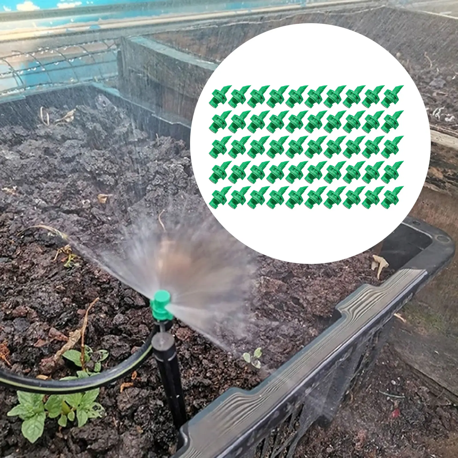 Irrigation Spray Nozzle Pack 50pcs 180 Deg Half Pattern for 13mm Supply Tube or Extending Stakes 70 LPH at 1 Bar