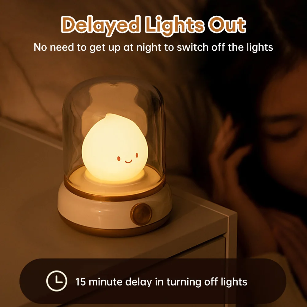 Retro Oil Lamp Led Night Light USB Rechargeable Nightlights Stepless Dimming Children Kid Bedroom Decoration Birthday Gift