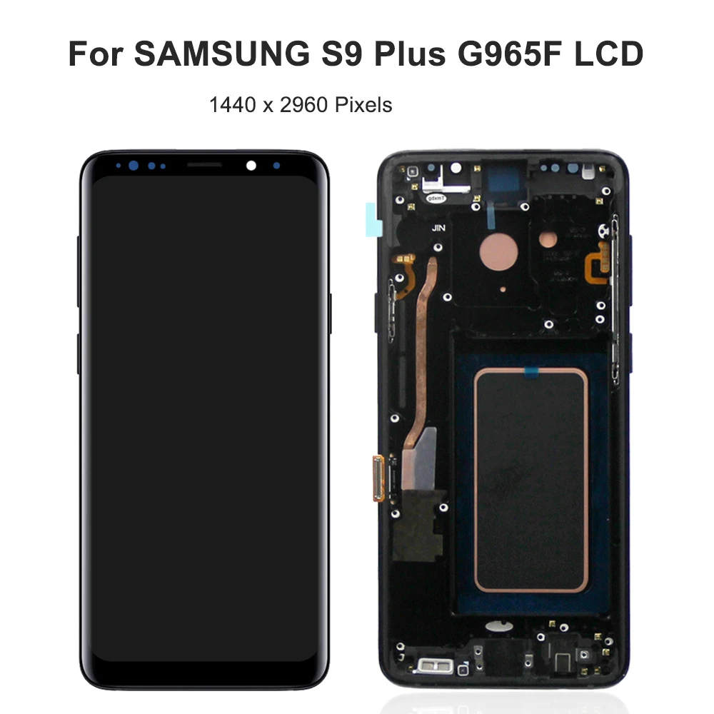 AMOLED Screen For Samsung S9 Plus G965F G965U G965W G9650 Lcd Display Digital Touch Screen Assembly S9+ with Frame Replacement