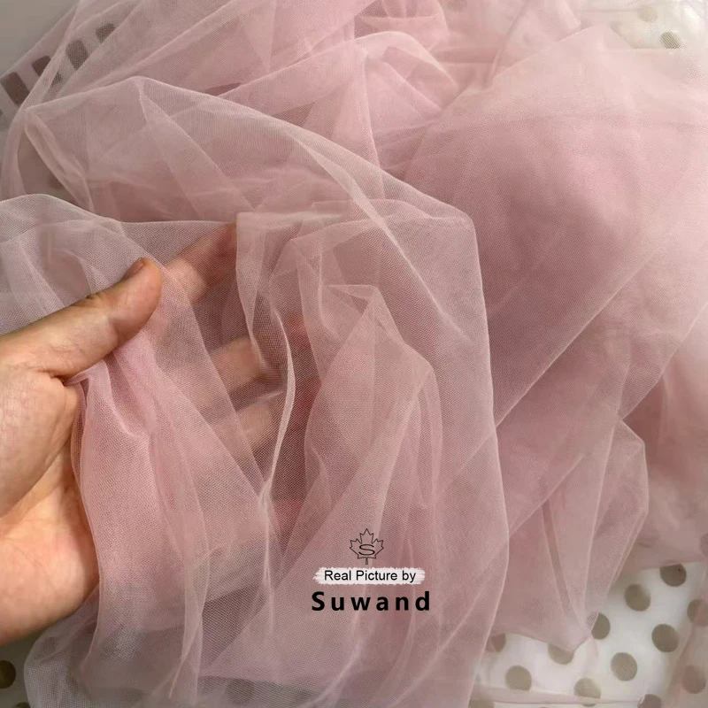 Lilac Purple Lavender Soft Tulle Fabric Wedding Celebration Curtain Cloth Mesh Layout Chair Back Yarn Encryption Net Material