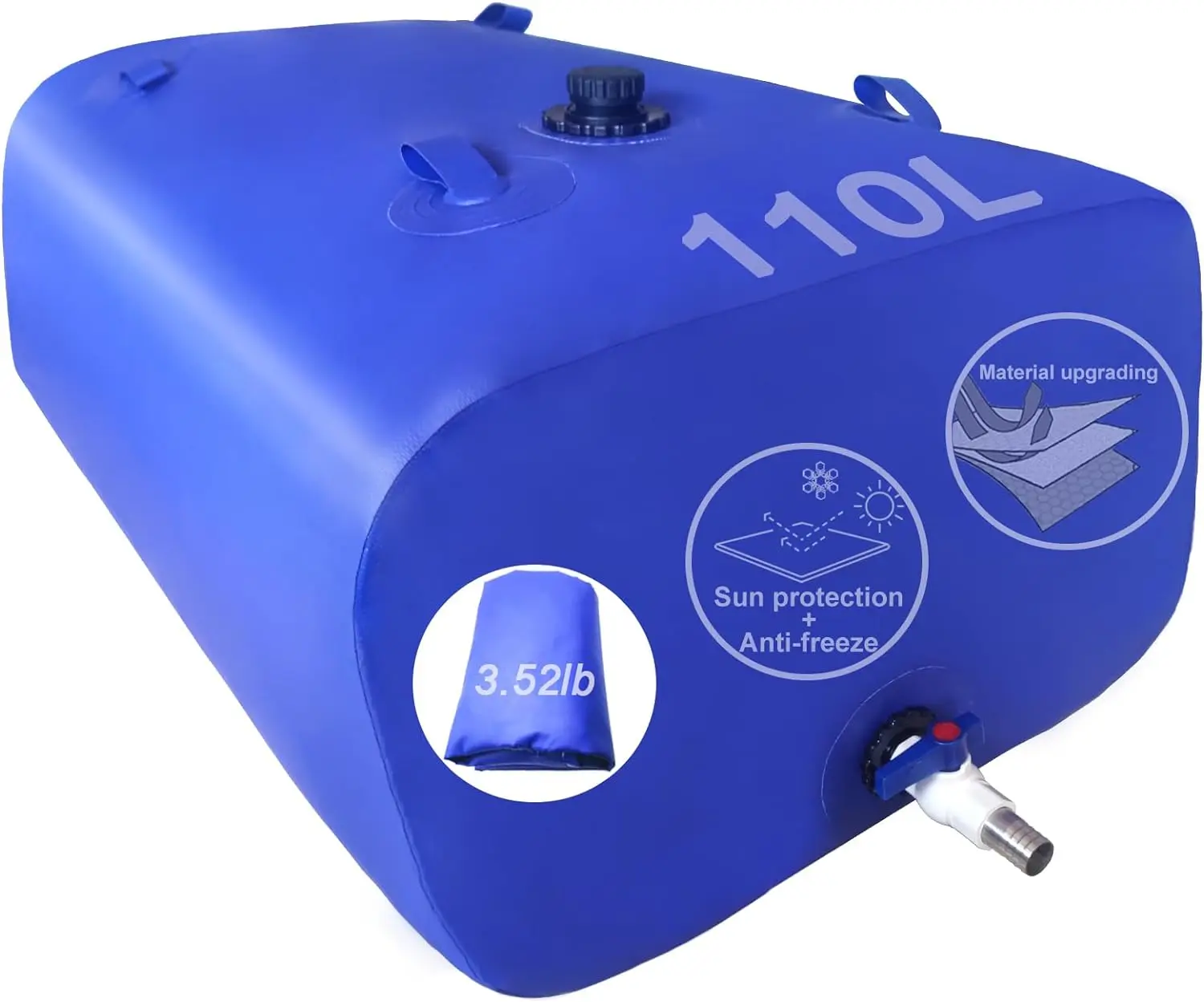 110L/30gal Portable Water Tank, Collapsible Water Storage Container with 3/4\