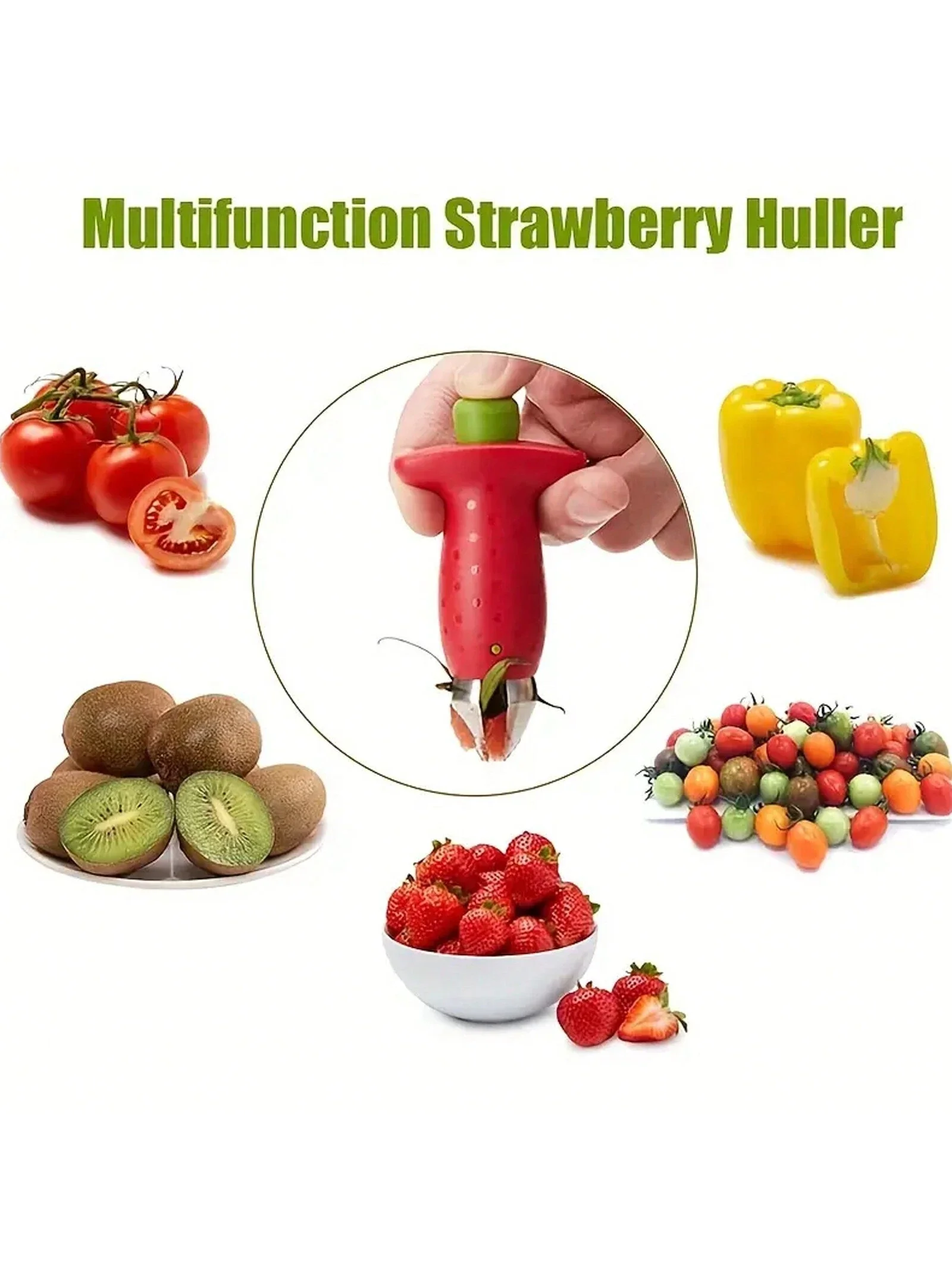 Easy-to-Use Stainless Steel Strawberry Corer for Effortless Stem Removal in the Kitchen, Strawberry Stem Remover, Stainless Stee