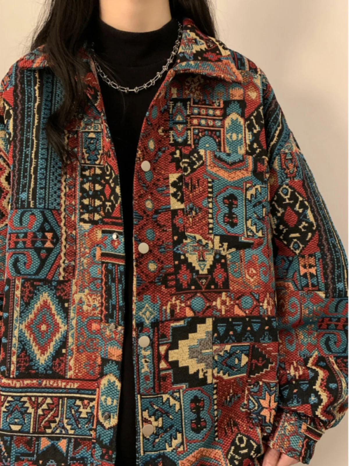 

New Chinese Sle National Trend Retro Knitted Jaet Men Oversize Design Sensation Spring Autumn Large Size Jaet irt