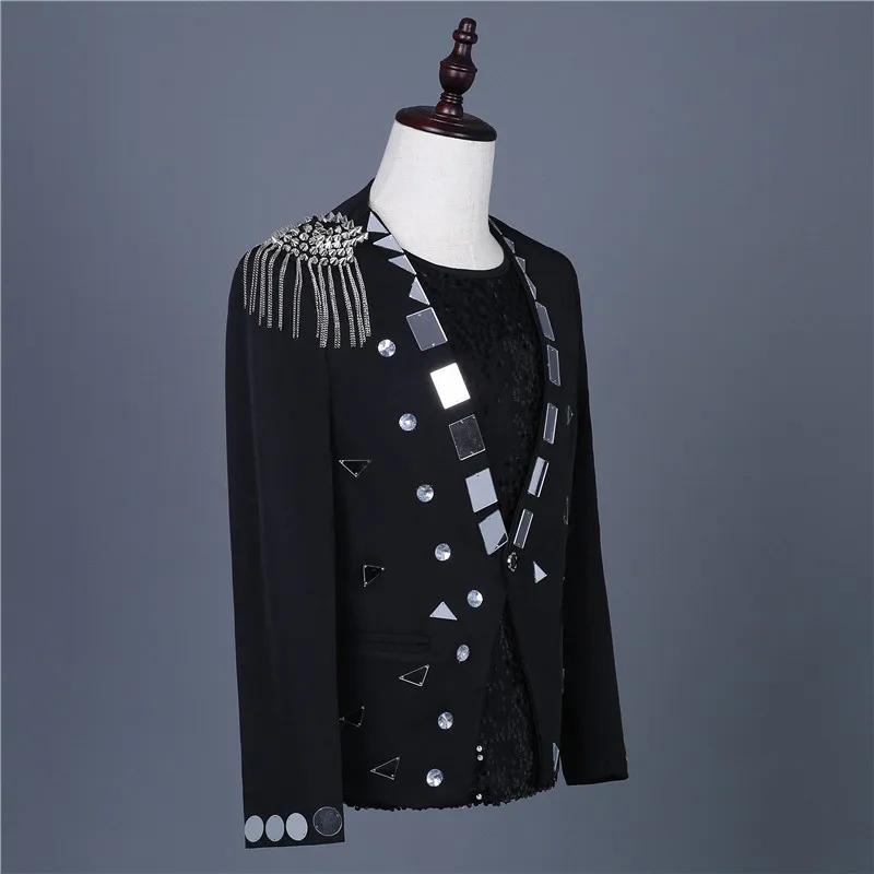 남성 렌즈 정장 디자인 Homme Terno 가수를위한 무대 의상 남성 스팽글 블레이저 댄스 의류 자켓 스타 스타일 드레스 펑크