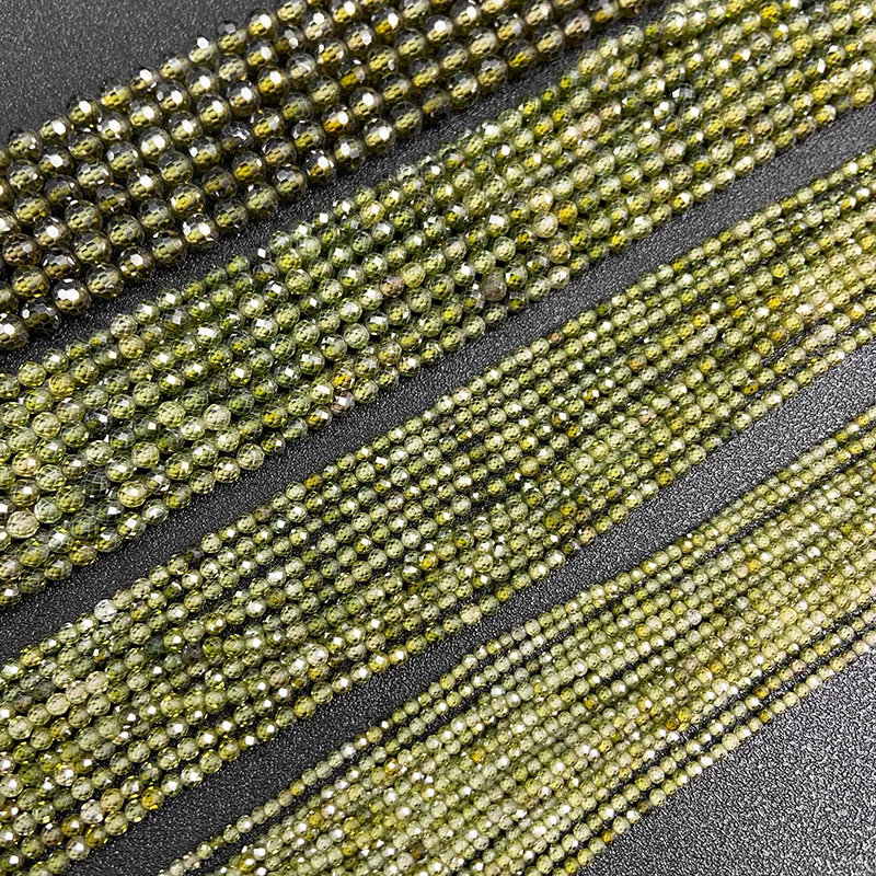 100% Natural Green Zircon Stone Bead 2 3 4mm Loose Spacer Quartz Beads For Jewelry Making Necklace Bracelet Supply 15\
