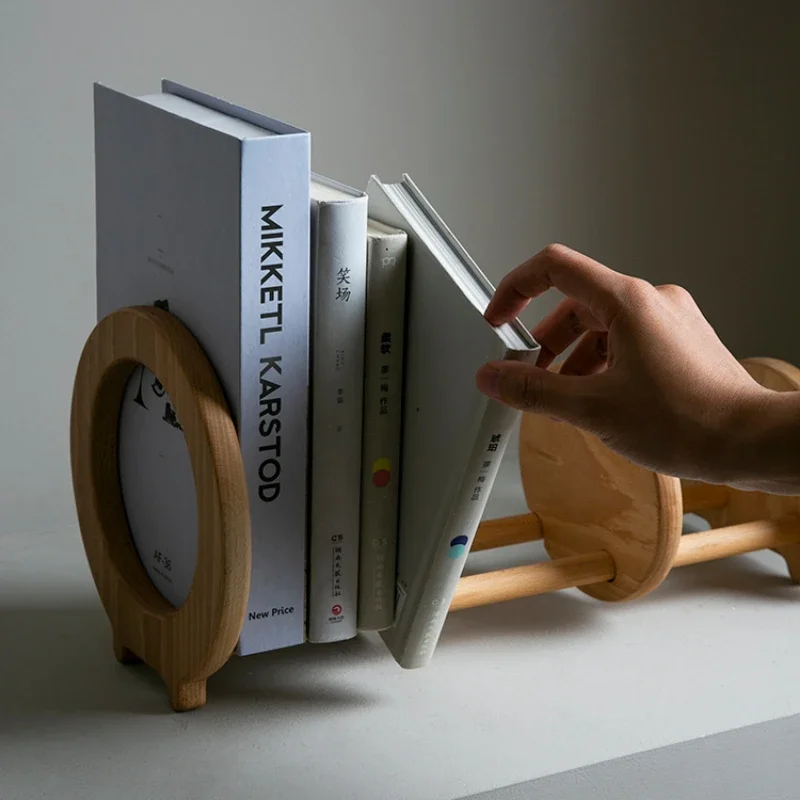 Sun Ring Solid Wood Book Stand Adjustable Book Block Creative Office Desk File Rack Innovative Design Decorative Book Holder