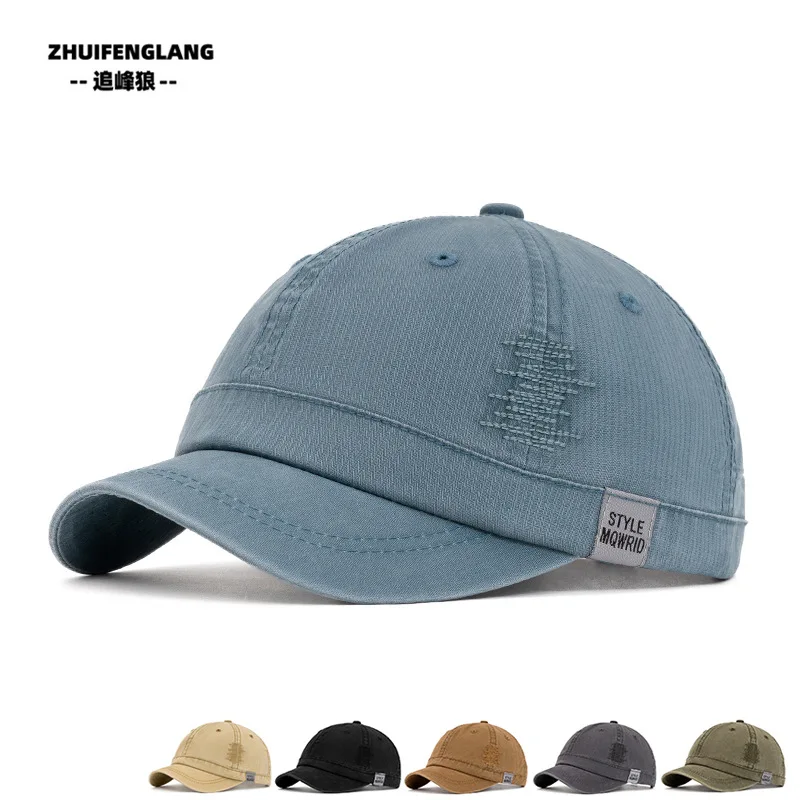 Short Brim Washed Baseball Cap for Men Women, Summer Fashion Curved Visor, Style Sun Protection Cap, Unisex Outdoor