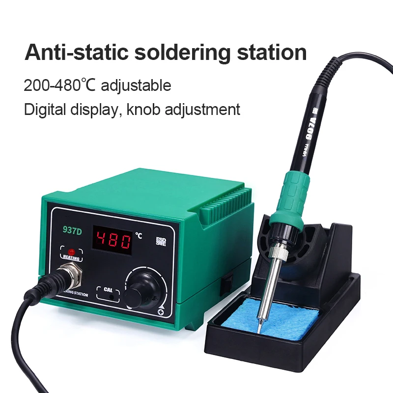 937D Digital Soldering Station 45W Fast Heating Temperature Correction ESD Safe Soldering Iron PCB Repair Soldering Station