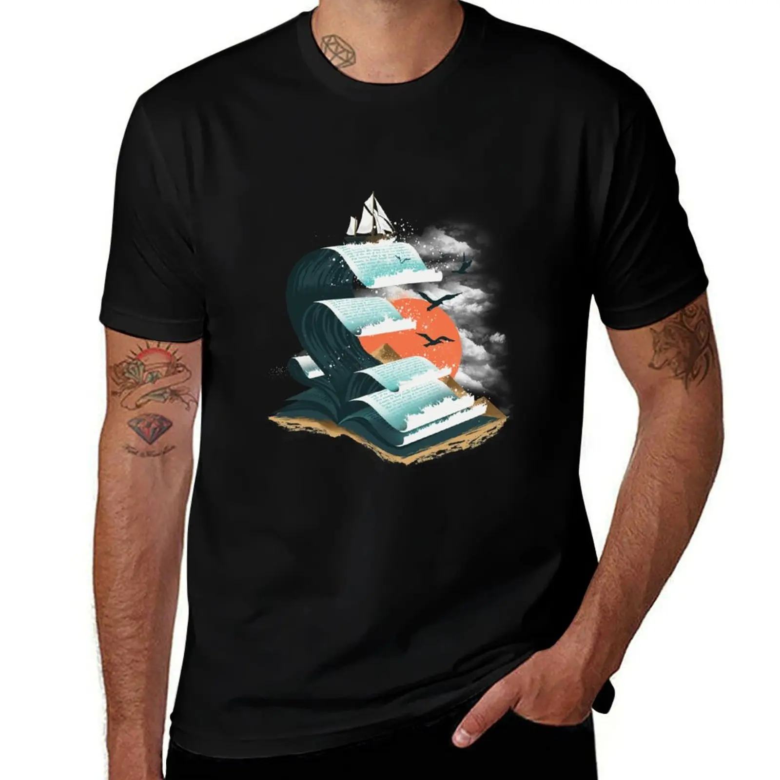 Waves of Knowledge T-Shirt Relaxed Casual Short Sleeve Tee T-Shirt