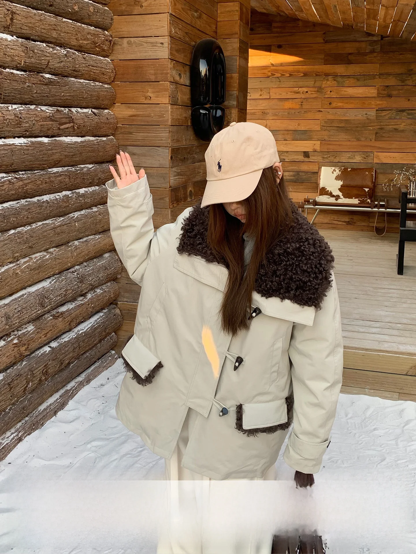 

Limited Time Orange Tree парка с большим воротником женская зимняя теплая хлопковая куртка на пуговицах в стиле ретро длинный свек свободного покроя