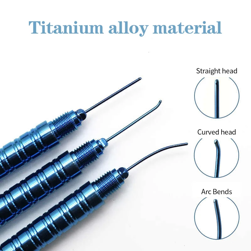 معدات طب العيون المجهرية، مقبض التسريب المستحلب الفائق من سبائك التيتانيوم، الأكمام الزرقاء Nidec، 45 °   قبعة الاختبار