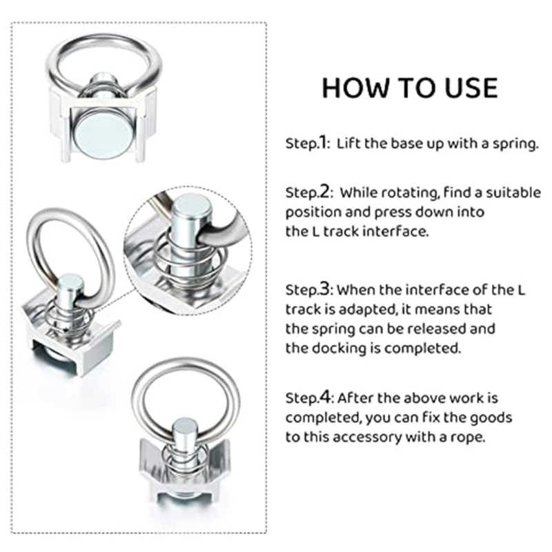 L-Shaped Airline Trailers Ring Track Fixing Single Stud Fitting Tool Heavy Duty Spring Rail Tie Down Anchors . Dropship