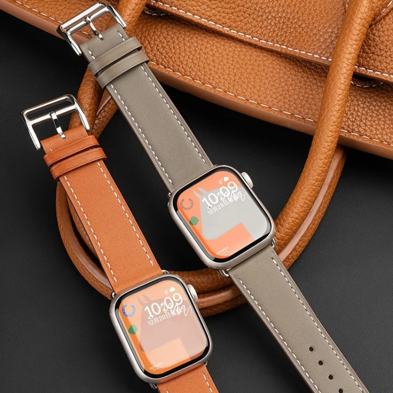 Lederarmband für Apple Watch Band 44 mm 45 49 41 40 38 42 46 mm Armband Correa Armband iWatch Serie 10 9 8 7 6 5 4 SE Ultra 2
