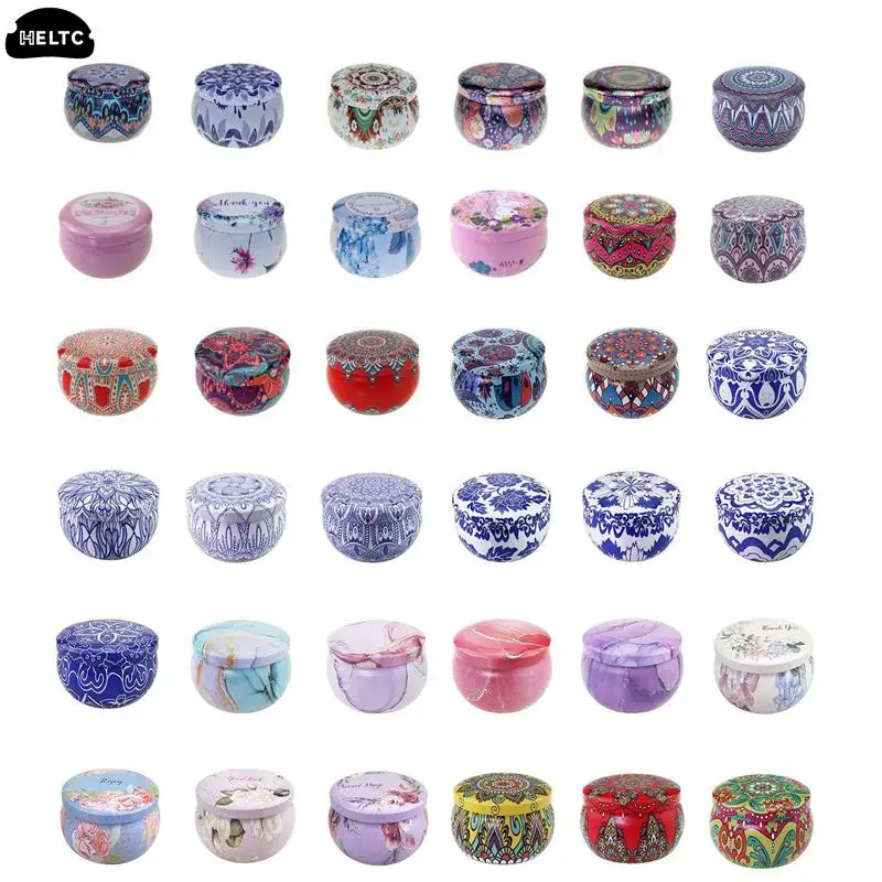 1pc Vintage Flower Candle Tin Jars DIY Candle Making Holder Case For Dry Storage Spices Camping Party Favor And Sweets Gifts Box