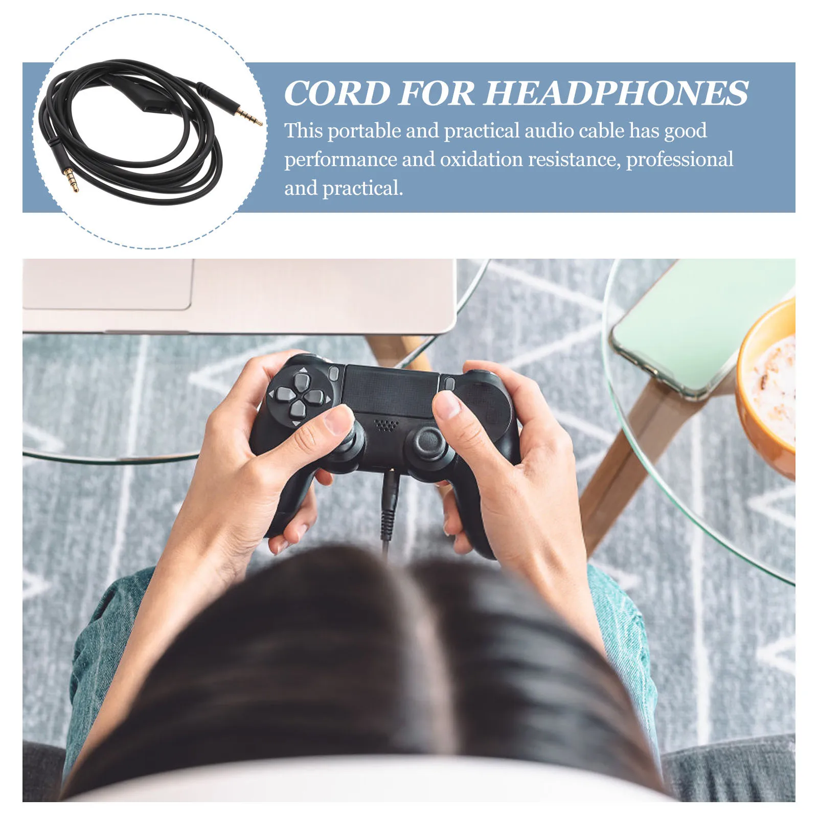 

Bare Copper Wire Gaming Headphone Audio Cable Replacement Earphone Upgrade Decorative Black Durable Sturdy Long Use Mic Headset