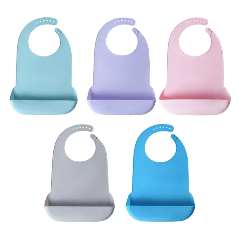 Adults Waterproof Anti-oil Silicone Bib Elderly Aged Mealtime Cloth Protector