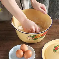 Bowl Enamel Bowls Enamelware Basin Soup Salad Serving Vintage Pot Mixing Metal Fruit Cereal Container Chinese Dinner Lid Popcorn