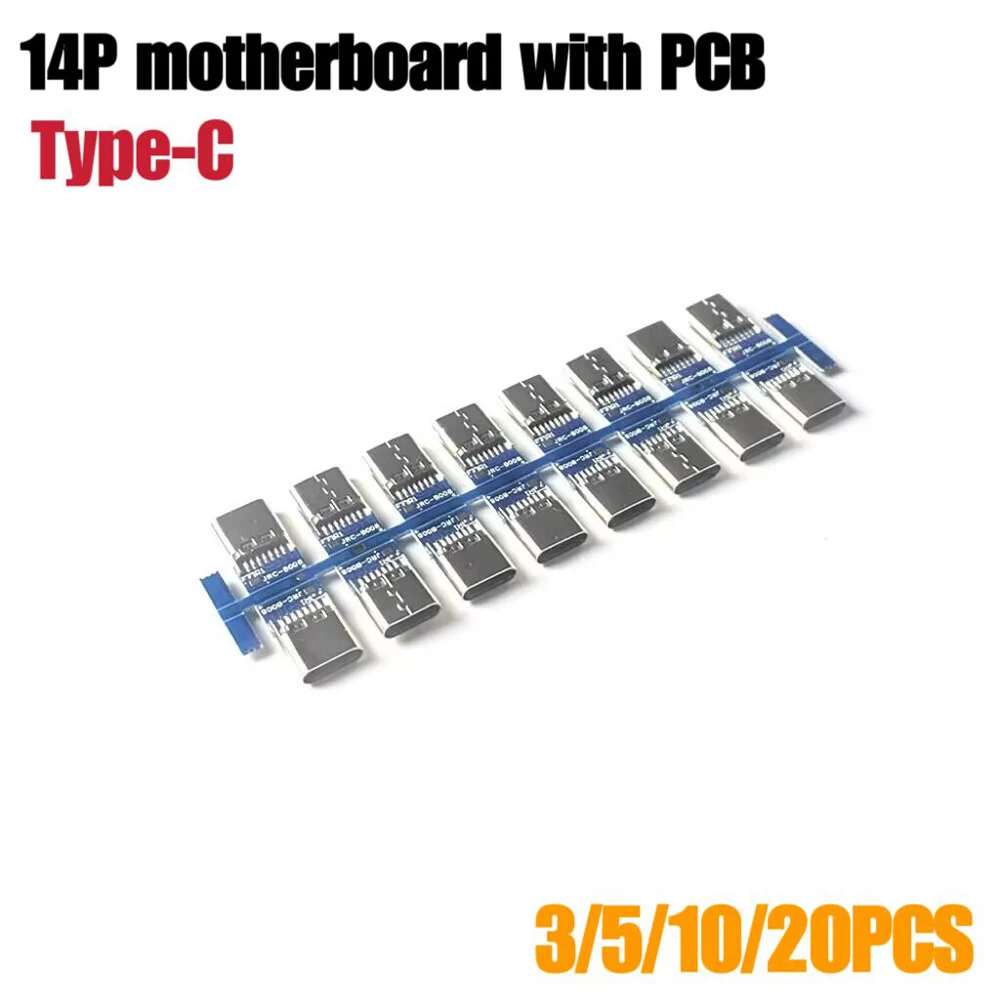 

3/5/10/20pcs USB 3.1 Type C Connector 14 Pin Female Socket receptacle Through Holes PCB 180 Vertical Shield USB-C1