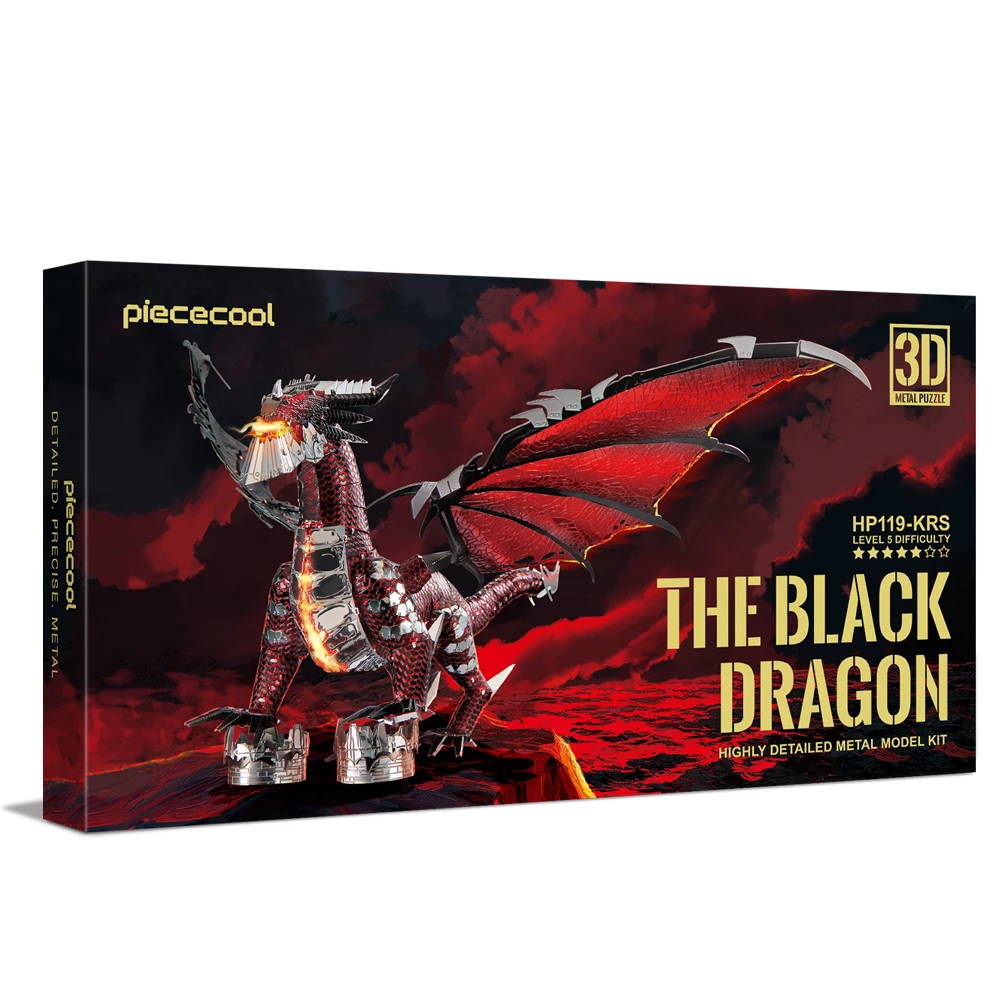 Puzzle 3D Métal Piececool – Dragon Ancien 203 Pièces, Acier Inoxydable